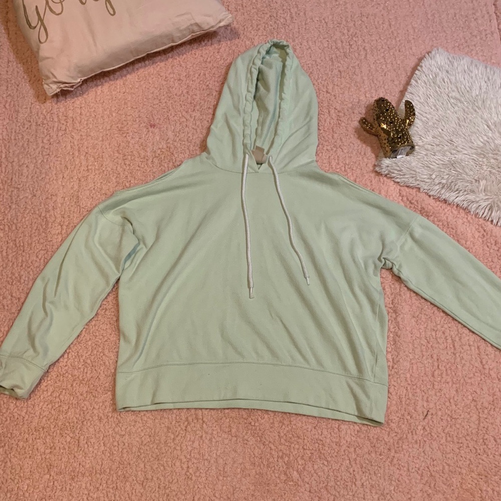 Mint off the shoulder sweatshirt - Picture 1 of 2